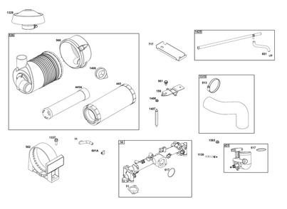 Air Cleaner Group Diagram and Parts List for 61A277-0100-J1  Briggs and Stratton Engine